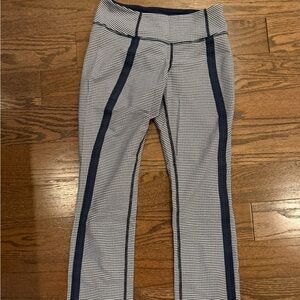 Lululemon Athletica Checkered Leggings with Navy Stripes